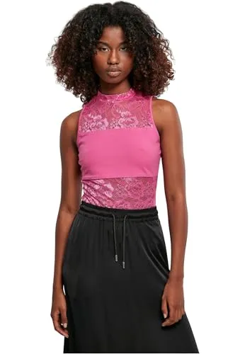 Urban Classics Damen Laces Bodysuit T-Shirt in Rosa, Größe M EU - Vielseitiger Bodysuit für modische Styles, ideal kombinierbar mit Jeans oder Röcken. Hergestellt aus elastischen Materialien für optimalen Tragekomfort und eine perfekte Passform.