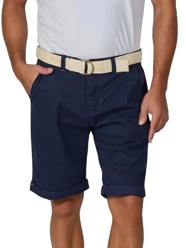 riverso Herren Chino Shorts RIVHenry - Bequeme Bermuda in Dark Navy - Herren-Shorts aus 98% Baumwolle, ideal für Sommer und Strand. Mit breiten Gürtelschlaufen und trendigen Details, in vielen Größen erhältlich.