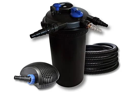 SunSun CPF-15000 Teichdruckfilter Komplettset - Filterpumpen für Gartenteiche mit 18W UV-C Klärer und 6000l/h Teichpumpe für kristallklares Wasser und gesunde Fische – ideal für Teichbesitzer, die minimale Wartung wünschen.