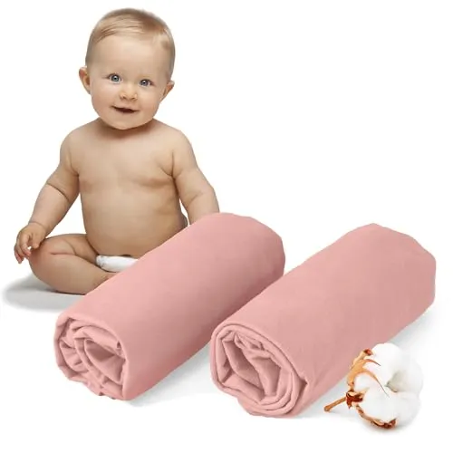 Dreamzie - 2er-Set Spannbettlaken 40x80 cm - Oeko-Tex Zertifiziert, 100% Baumwolle, atmungsaktives Spannbetttuch Jersey Baby, 150 g/m² - Rosa