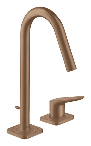 Axor Citterio M 2-Loch Waschtischarmatur 160 - Brushed Red Gold - Elegante Waschtischarmatur mit Zugstangen-Ablaufgarnitur, ideal für ein modernes Badezimmer und sorgt für einen luxuriösen Look.