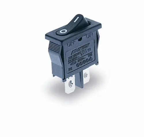 R6ABLKBLKFF ROCKER SPST Pos: 2 ON-OFF 6A/250VAC schwarz R6-20-65°C E-SWITCH