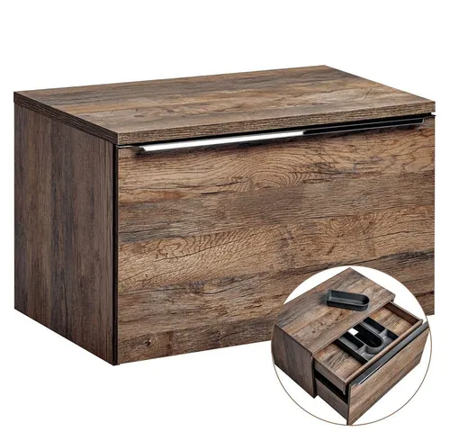 Lomadox Badmöbel Waschtisch Unterschrank Set 80cm - Komplettprogramm für Badezimmer, stilvoll in Vintage Oak mit Softclose-System für leises und sanftes Schließen der Schubkästen.