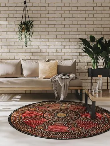 benuta Nest In- & Outdoor Teppich Artis - Rot 160 cm Rund - Teppich für Innen- und Außenbereiche, strapazierfähig und pflegeleicht, ideal für Balkon und Wohnzimmer mit fröhlichen Farben und OEKO-TEX STANDARD 100 Siegel.