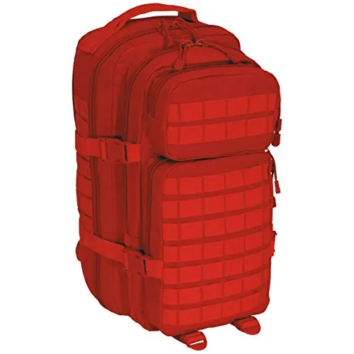 MFH 30328I US Rucksack Assault I Basic 30l (Rot) - Wanderrucksack mit 30l Volumen, ideal für Outdooraktivitäten, ausgestattet mit gepolsterten Tragegurten und vielseitigen Fächern für optimale Organisation.