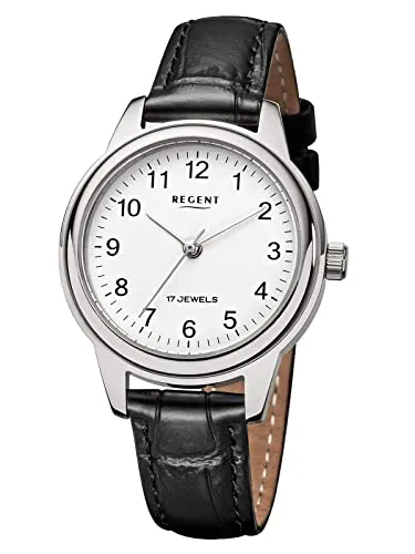 Regent Damen Analog Quarz Uhr 12020012 - Elegante Armbanduhr mit Edelstahl-Armband, 32 mm Gehäusedurchmesser und 5 bar Wasserdichtigkeit. Stilvoll und komfortabel für den täglichen Gebrauch.