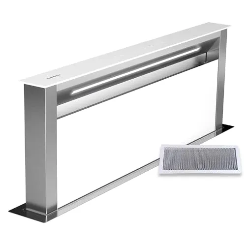 Klarstein Royal Flush Eco Downdraft Dunstabzugshaube - Dunstabzugshaube mit versenkbarem Design, 720 m³/h Abluft und A++ Energieeffizienz für eine moderne und umweltfreundliche Küche.