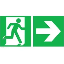 SafetyMarking Fluchtwegschild Folie B400xH200 mm Notausgang rechts mit Pfeil rechts