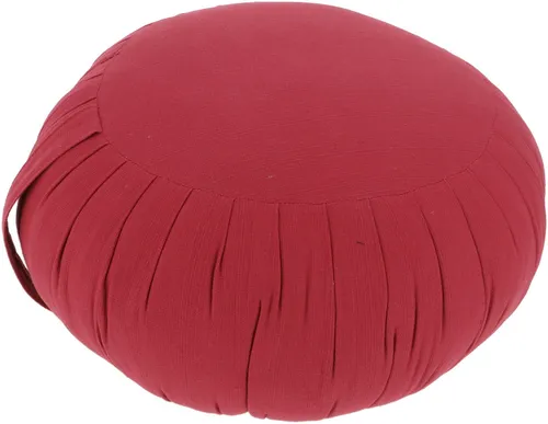 GURU SHOP Rundes Einfarbiges Meditationskissen in Bordeauxrot – 20x35x35 cm - Bequemes Meditationskissen mit stabiler Kapokfüllung für optimalen Sitzkomfort. Ideal für entspannte Meditation und als stilvolles Bodenkissen. Praktische Trageschlaufe und robuster Baumwollstoff sorgen für hohe Qualität.