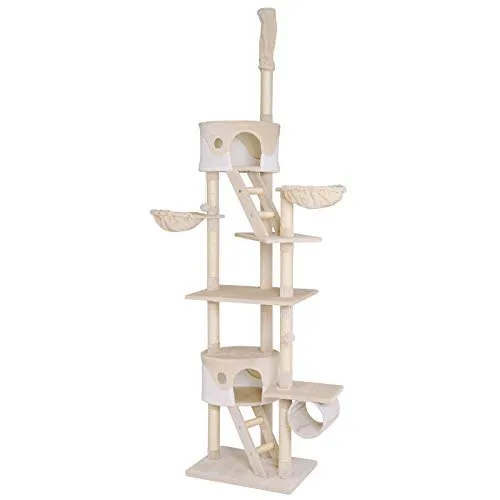 lionto Kratzbaum XXL für Katzen – 230-250 cm Höhe - Aktivitätskratzbäume mit geräumigen Höhlen, Plüschbällen und viel Sisal für optimale Krallenpflege. Ideal für kleine und große Katzen, mit verstellbarem Deckenspanner für mehr Stabilität.