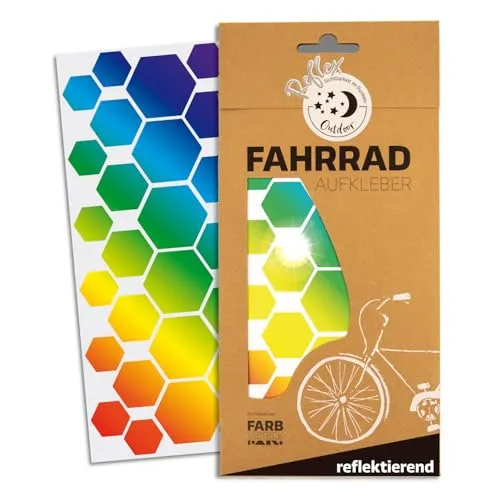 Produktbild Farbviereck Reflektoren Sticker Set Sechsecke Verschiedene Aufkleber Farben als Fahrradaufkleber