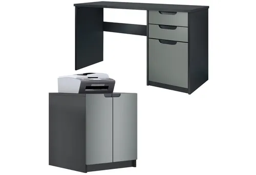Vladon Aktenschrank Paris - Modernes Büromöbel-Set in Schwarz matt und Graphit seidenmatt - Die Büroserie Paris vereint Funktionalität und elegantes Design. Ideal für Home-Office oder professionelle Umgebungen, bietet sie robuste Möbel mit Softclose-Türen und vielseitigen Farboptionen.