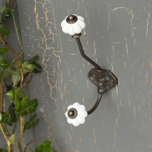 Garderobenhaken, Haken für Handtücher, Kleiderhaken mit Porzellanknauf