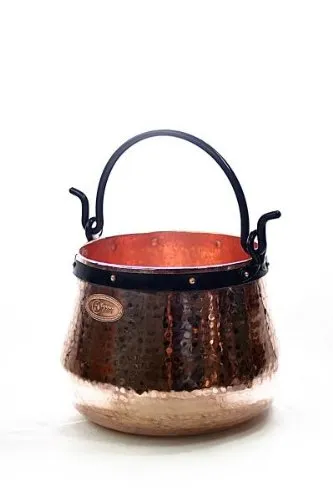 CopperGarden Kupferkessel 20 L mit Henkel I Robuster Kessel aus blankem Kupfer: Ideale Wärmeleitung & -verteilung I Lebensmittelechter Feuerkessel für Gulasch/Feuerzangenbowle uvm.