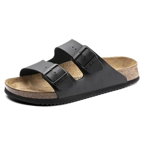 Birkenstock Arizona Prof schwarz - Komfortable Pantoletten für Herren - Pantoletten aus strapazierfähigem Birko-Flor® mit anatomisch geformtem Kork-Latex-Fußbett für optimalen Tragekomfort und individuelle Anpassung.