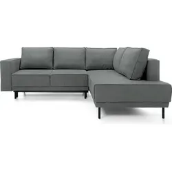 Selsey Ecksofa Rodario, Dunkelgrau, L-Form mit Ottomane