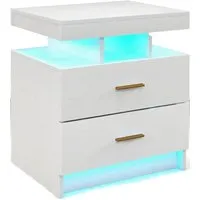 Costway Nachttisch mit Led-Beleuchtung 50 x 40 x 58 cm Weiß