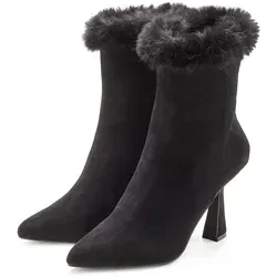 LASCANA BELLE AFFAIRE High-Heel-Stiefelette - Modische Ankleboots mit Reißverschluss und Fellimitat, ideal für stilbewusste Damen. Absatzhöhe 9 cm, perfekt für einen eleganten Auftritt.