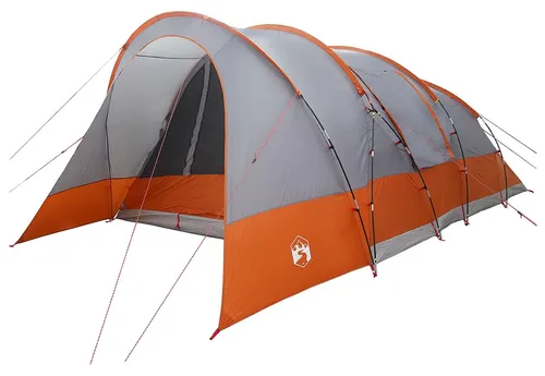 vidaXL Tunnelzelt Grau und Orange 560 x 395 x 212 cm - Geräumiges Tunnelzelt für Campingfreunde, bietet Platz für mehrere Personen. Robustes Material und einfache Montage garantieren Stabilität und Schutz bei jedem Wetter.