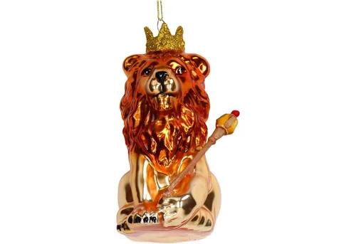 HD Collection Christbaumschmuck, Christbaumschmuck 11,3cm Glas Löwe Figur Gold / Braun