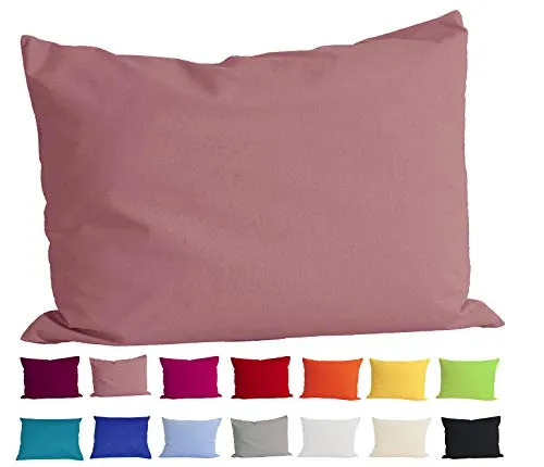 beties Basic Kissenbezug ca. 40x60 cm Kissenhülle 100% Baumwolle in vielen fröhlichen Uni-Farben (rosenquarz)