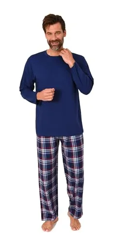 Normann Herren Schlafanzug lang, Pyjama in Karo-Optik, navy, Größe 50 - Klassischer Schlafanzug mit modernem Karo-Muster. Der bequeme Schnitt und das weiche Flanell garantieren höchsten Komfort für entspannte Nächte und gemütliche Tage.