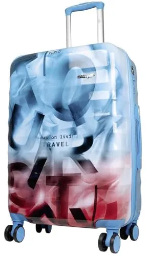 Hartschalen Trolley Koffer Revona Blau mit Pink - Gr. L - Robuster Polycarbonat Trolley in Blau mit Pink, leicht und bruchsicher. Ideal für Reisen mit 4 drehbaren Rollen und integrierten Zahlenschloss für höchste Sicherheit.