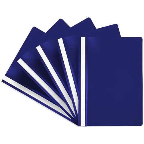 Netuno 5x Schnellhefter Kunststoff Hefter A4 Dunkelblau mit Klarsichtdeckel und Beschriftungsfeld Mappen zum Sortieren Aufbewahren Archivieren ideal für Schule Studium Büro Zuhause