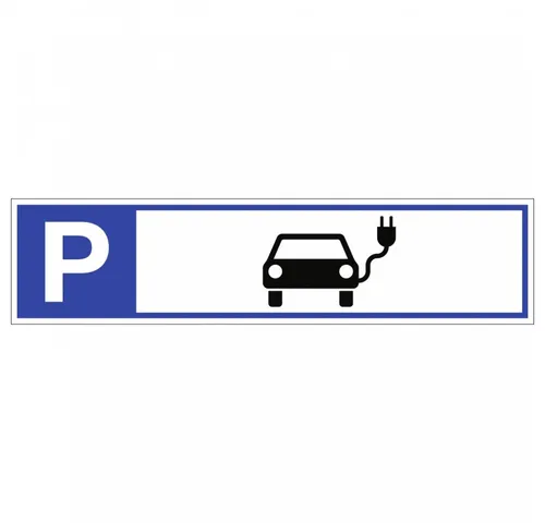 Dreifke Hinweisschild Parkplatzreservierer Symbol Elektrofahrzeug, Alu, 460x110 mm, Schild Alu