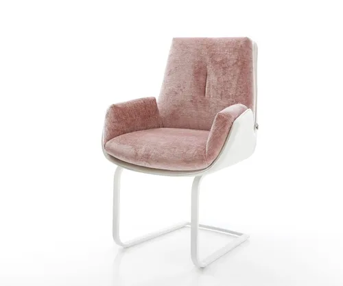 DELIFE Polsterstuhl Clea-Flex – Freischwinger in Weiß-Rosé in weiß von Delife