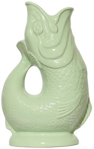 Gluckigluck Wasserkaraffe in Pistazie – Original Gluggle Jug - Handgefertigte Karaffe mit ikonischem Fisch-Design und einzigartigem Gluck-Geräusch. Ideal als stilvoller Krug oder Vase für jede Gelegenheit. Robuste Qualität und spülmaschinengeeignet – ein Blickfang auf jedem Tisch.