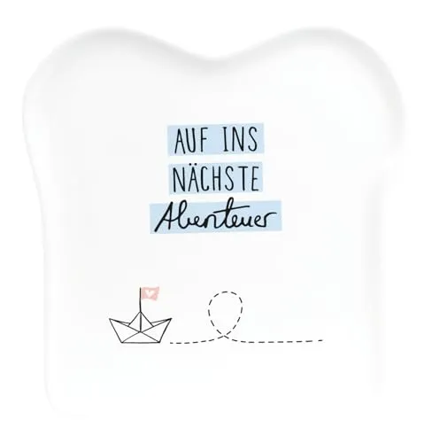 Grafik-Werkstatt Toast-Teller mit Spruch | Porzellan | Abenteuer, 14,5 x 15,5 cm, Weiß