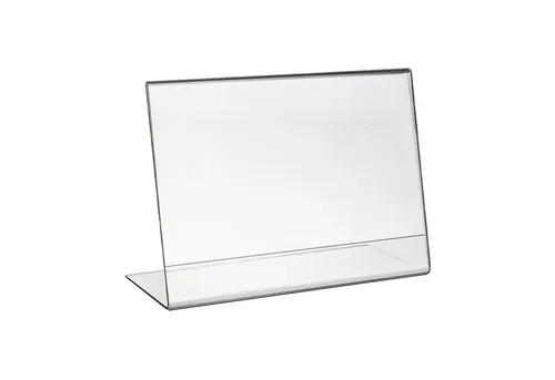HMF Bilderrahmen 4693 Acryl Tischaufsteller schräg, für 1 Bilder (1 St), L-Ständer DIN A4 Querformat, Glasklar