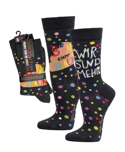 FussFreunde Socken 2 Paar Fun Socken, Spaß mit Socken, über 70 Motive, ANTI-LOCH-GARANTIE