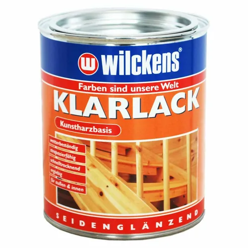 Wilckens Kunstharz Klarlack seidenglänzend, 2,5 l, farblos - Lacke für Innen- und Außenbereich, wetterbeständig und schnelltrocknend. Ideal zum Versiegeln von Holz und Metall, mit optimalem Verlauf und hoher Ergiebigkeit.