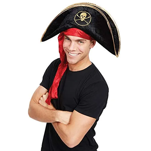 Bristol Novelty BH304 Piratenhut, Samt, unisex, für Erwachsene, Einheitsgröße Halloween