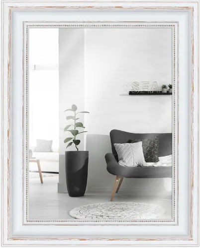 WANDStyle Wandspiegel H550, Antik Weiß 70x50 cm in weiß von MendeFrames