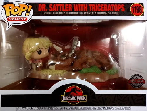 FUNKO POP Jurassic Park Dr. Sattler with Triceratops Special Edition - Actionfigur aus der Funko Pop Serie 1198, 9 cm groß, ideal für Sammler und Fans von Jurassic Park, in Originalverpackung und limitierter Auflage.