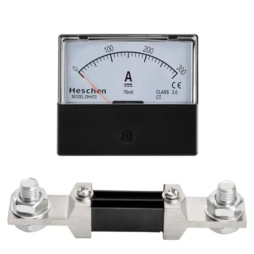 Heschen DH-670 DC Rechteckiger Strommesser für Schalttafeleinbau, Amperemeter, Tester, 0–300 A,75 mV, Klasse 2, mit Nebenschlusswiderstand