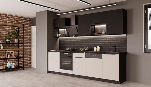 Küche ARONA + SIENA BASIC LOFT 280 cm Küchenzeile in beige von Küchenpreisbombe