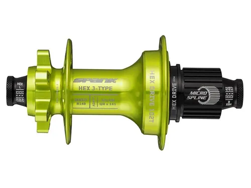 SPANK HEX J-Type Boost R148 HG Hinterradnabe 102T 32H grün - Die SPANK HEX Hinterradnabe bietet dank 6 Sperrklinken und 102 Einrastpunkten herausragende Kontrolle und Traktion. Ideal für anspruchsvolle Mountainbike-Fahrer, mit robustem Dichtungssystem für zuverlässige Leistung.