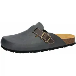 Lico Clog Bioline Clog Style - Graue Hausschuhe in Größe 39 EU - Bequeme Hausschuhe aus Synthetik mit Lederinnensohle, ideal für Zuhause und Garten, ausgestattet mit praktischem Schnallenverschluss.