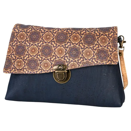Kleine blaue Kork-Clutch – vegan, mit Reißverschluss & handgefertigt