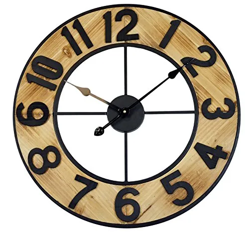 Technoline große analoge Wanduhr WT1610 - XXL Quarz Wanduhr aus Holz - Wohnaccessoires - Stilvolle XXL Quarzwanduhr mit 60 cm Durchmesser in eleganter Holzoptik, perfekt für jeden Raum.