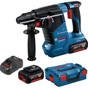 Bosch Bohrhammer GBH 18V-24 C Professional - Bohrmaschinen mit 2 Akkus (18V, 5,0Ah) und Bluetooth-Funktion für individuelle Einstellungen. Ideal zum Bohren, Hammerbohren und Meißeln mit einer Schlagkraft von 2,4 Joule.
