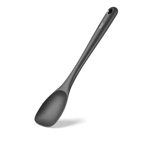 Hoffmann Servierlöffel Silikon mit Edelstahlkern – 30,5 cm – anthrazit, Lebensmittelecht, spülmaschinenfest, hitzebeständig bis 200 °C, Küchenhelfer