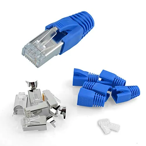 S SIENOC RJ45-Netzwerkstecker Cat7A Cat7 CAT6A 10 GBit LAN-geschirmte modulare Stecker mit Knickschutztüllen (5 Stück)