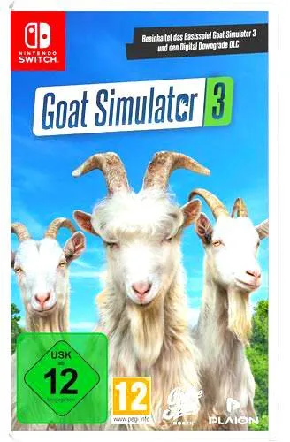 Goat Simulator 3 - Switch [EU Version] - Nintendo Switch Software mit lokalem und Online-Coop für bis zu 4 Spieler. Erlebe das chaotische Leben von Pilgor und entdecke neue Inhalte, Minispiele und jede Menge Blödsinn!