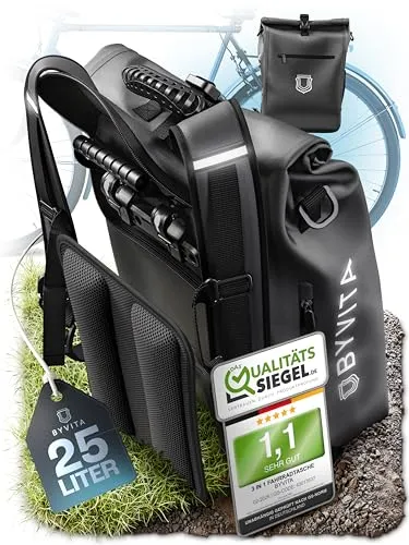 BYVITA 3in1 Fahrradtasche für Gepäckträger [25L] [PVC frei]