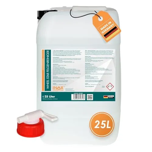 INOX® Felgenreiniger 25L | Hocheffektiver Felgenreiniger für Alufelgen, Stahl- & Chromfelgen | Entfernt hartnäckigen Schmutz, Bremsstaub & Flugrost | Profi-Autopflege für glänzende Felgen